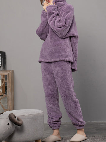 Airchics ensembles pyjama casual maison poilu col revers costume deux pièces femme enceinte